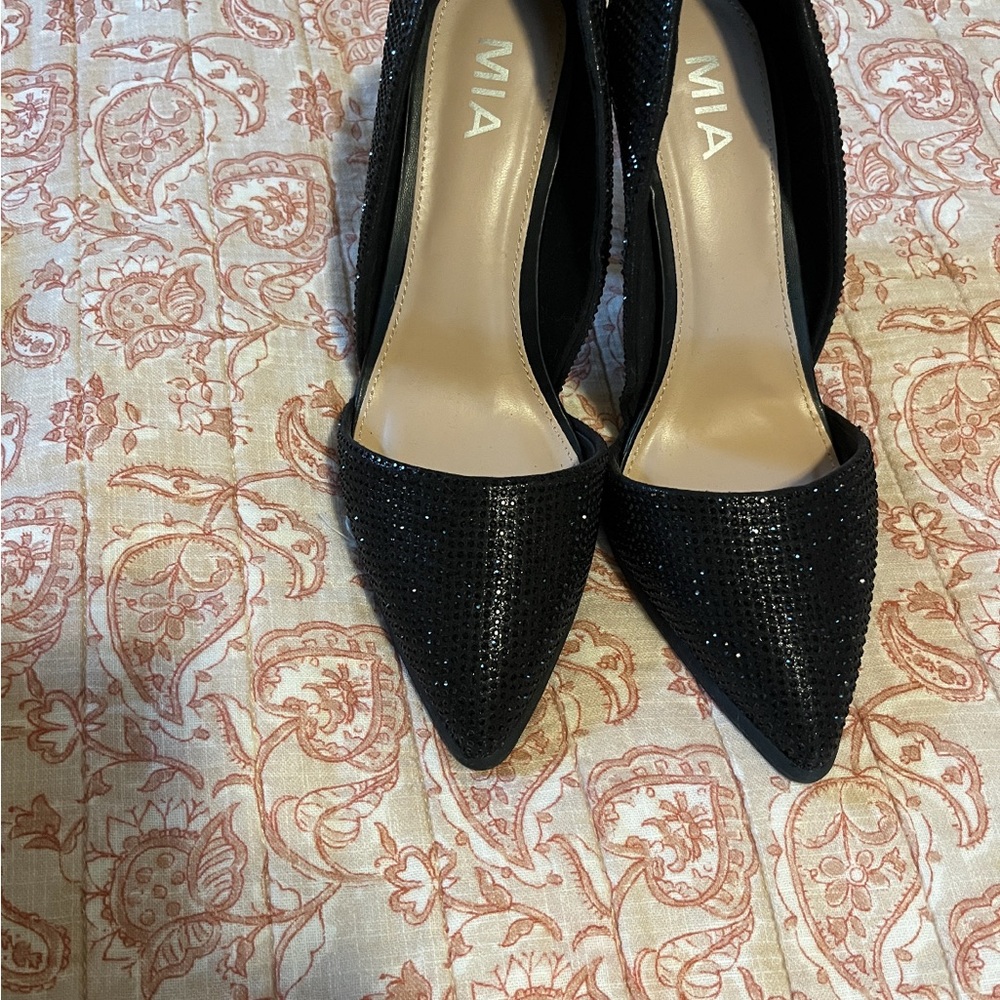 MIA Black Sparkly Heels